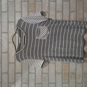 Gray and white short sleeve top